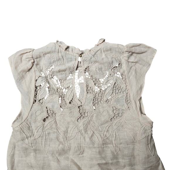Ulla Johnson Aimee Lace Yoke Linen Blouse Size 6 - Picture 6 of 6